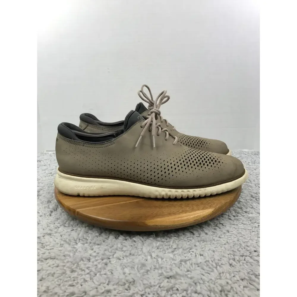Cole Haan Mens 11.5M 2.ZeroGrand Gray Lined Laser Business Casual Daily Oxford